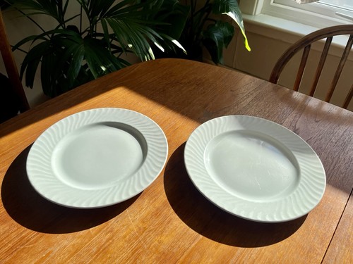 Two white vintage dinner - two,