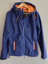 Superdry JPN Mens Windtrekker Coat Jacket Size Medium Navy Blue Orange Hood Zip