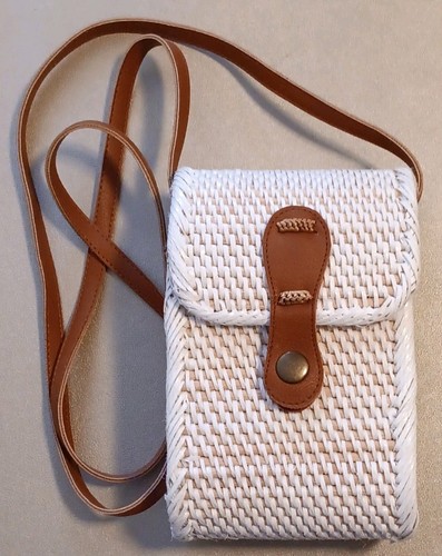 White woven rectangle - white,