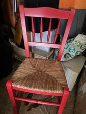 Red Wooden Wicker Chairs Garden Dining Kitchen Living Room Outdoor