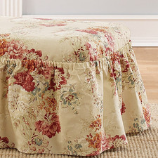 Waverly Slipcover 2 Piece Ottoman Ballad Bouquet Blush 116" | Shabby Chic Floral