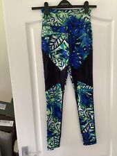 Sweaty Betty Tropical Patterned Reversible Leggings Gym Work Out Run Size UK XS
