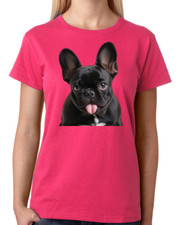 French Bulldog Sticking Tongue Out T-Shirt Ladies Fitted Tee Cute Dog Puppy Top
