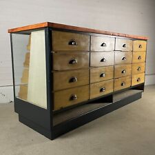 Vintage Mid Century Glazed Oak Haberdashery Counter