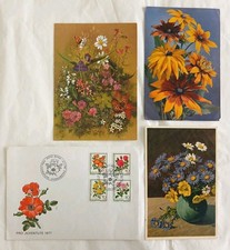 4 X Vintage Floral Postcards