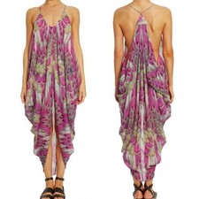 Mara Hoffman Pink Shades Cover Up Halter Neck  Front Slit Beach Dress  One Size