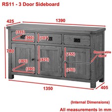Oak Forniture Land / Sideboard With Drawers and Doors/ Oak Sideboard /