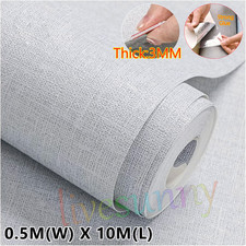 10M Thicken Self Adhesive Thermal Waterproof Wallpaper White Linen Wall Sticker~