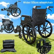 UK Extra Strong Wide Seat Bariatric Folding Wheelchair Self Propelled Leg-rests