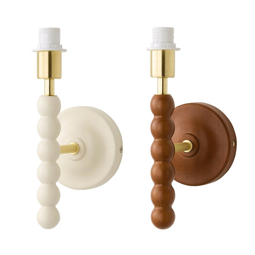 Wooden bobble wall light - wooden,