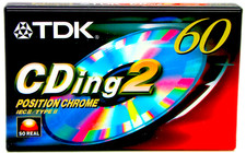 TDK CDing2 60 Type II 2 Chrome Blank Audio Media Recording Cassette Tape Sealed 