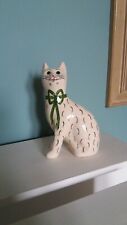 Wemyss Griselda Hill Pottery 18cm Green Bow Cat