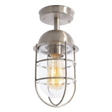 Litecraft Cari Ceiling Light Outdoor IP44 Rated Cage Lantern - Stainless Steel  