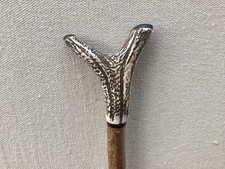 Red Deer Antler Walking Snakeskin Hazel Thumb Stick  No.3
