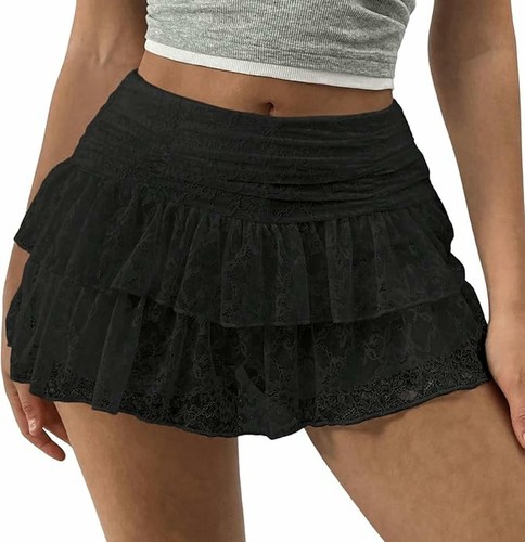 Black lacy mini - black, skirt