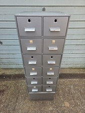 Myers 12 Drawer Silver Metal Index Card Filing Storage Tool Cabinet on Base