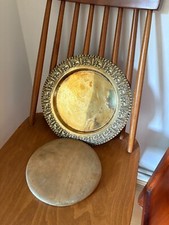 Antique Bread Board Brass Surround Stamped to the Base 29 cm w