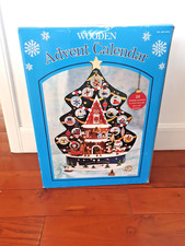 KIRKLAND WOODEN CHRISTMAS TREE ADVENT CALENDAR COMPLETE In Box With 24 Ornaments