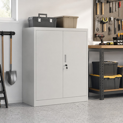 Grey steel storage cabinet - grey,
