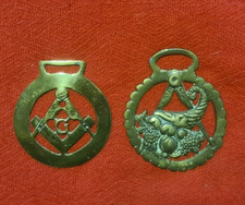 2 x Masonic Horse Brass