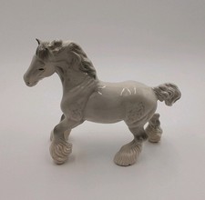 Beswick Cantering Shire Horse Model 975 White & Grey Gloss 