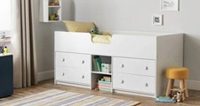 kids white cabin bed with storage (Argos Home Jackson White Shorty Mid Sleeper)