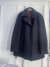 Gant Black Wool Blend Peacoat Jacket Size XL