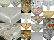 Christmas PVC Tablecloth Gold and Silver Patterns and Designs Oilcloth Vinyl PVC