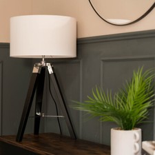 Black Wood Tripod Table Lamp