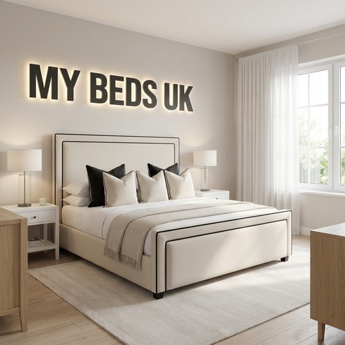 Black piping bed frame - bed,
