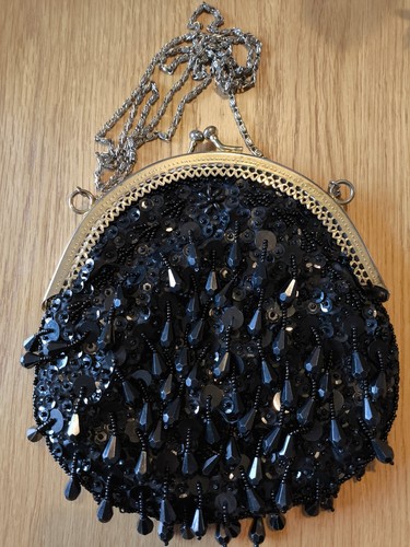 Vintage black beaded sequinned - black,