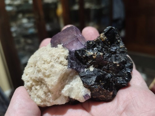 Fluorite sphalerite and barite - sphalerite,