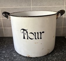 Vintage White Enamel Flour Bin