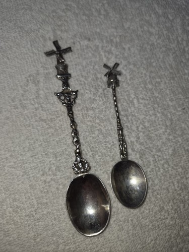 Pair rare silver spoons - rare,