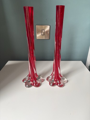 Pair vintage murano style - murano, ruby