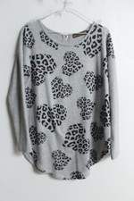 QED London Womens Soft Knit Heart Jumper - Grey - Size S small (c36)