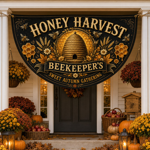 Semi circle flag honey harvest - semi,