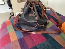 Mulberry Scotchgrain Drawstring Tote  , Black And Tan