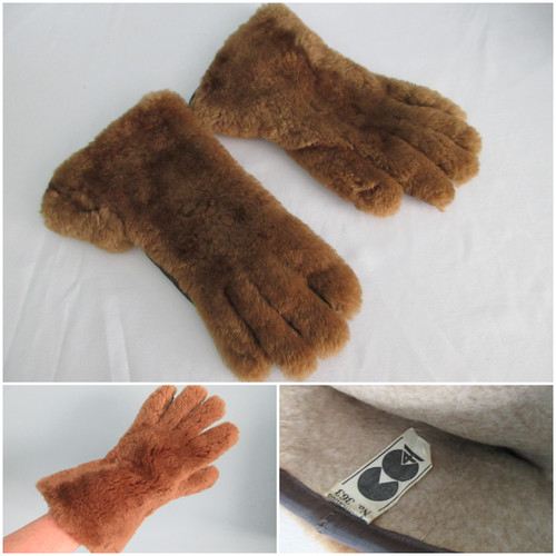 Vintage fur gloves gauntlet - fur,