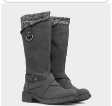 Rocket Dog Telsa Womens Charcoal Tall Zip Up Mid Calf size 8 Biker Buckle Boots