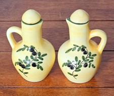Vintage Italian Style Ceramic Olive Oil and Vinegar Dispenser Cruet Set