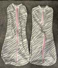 WOOMBIE AIR -Baby-Cocoon-Swaddle-Blanket - Zebra with Pink Trim - PreOwned