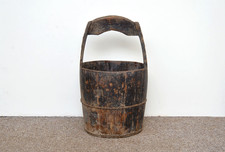 old vintage wooden rice bucket