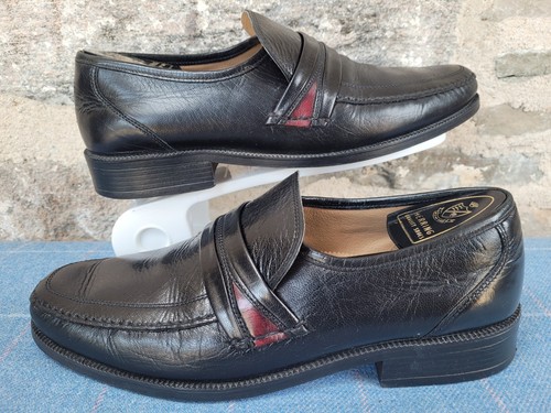Clarks black leather slip - black, slip-on