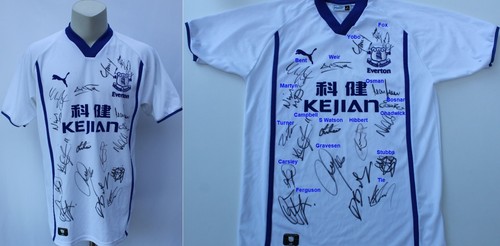 Everton away shirt signed - everton, by