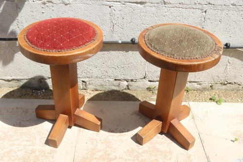 Vintage pair wooden - oak, low
