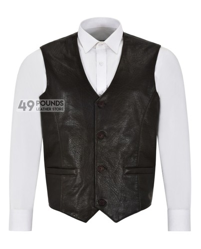 Men real leather waistcoat - real,