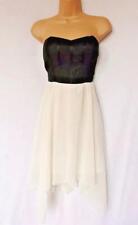 new LIPSY Black ecru corset chiffon dip hem dress occasion evening party dress 8