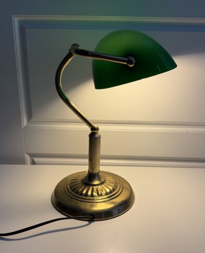 Bankers green glass lamp - bankers,