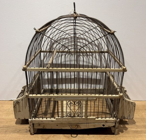 Vintage wooden wire birdcage - &,